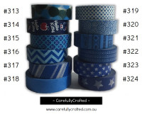 Washi Tape - Blue - 15mm x 10 metres - High Quality Masking Tape - #313 - #324