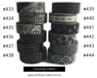 Washi Tape - Black - 15mm x 10 metres - High Quality Masking Tape - #433 - #444