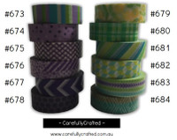 Washi Tape - Purple and Green - 15mm x 10 metres - High Quality Masking Tape - #673 - #684