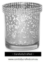 12 Diamante Glass Candle Holders - Silver