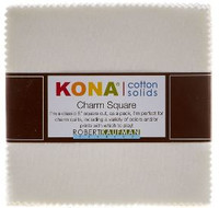 Robert Kaufman Fabric Precuts - Charm Pack - Kona Cotton - White Colorstory