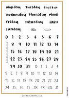 Ink By Jeng - Brush Days and Calendar Numbers Small Stamp Set 