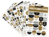 Peter Pauper Press - Essentials Weekly Planner Stickers, Black & Gold