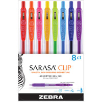 Zebra Sarasa Clip 0.5mm Fine Point Gel Ink Pens - Set of 8