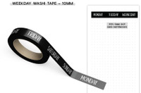 Sunshine Sticker Co - Washi Tape - Weekday (10mm) - Black Background 