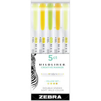 Zebra Mildliner Double Ended Highlighters - Assorted Yellows - Set of 5