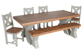  Maximus French Grey Dining Set With 6 Chairs+Bench (190 cm)