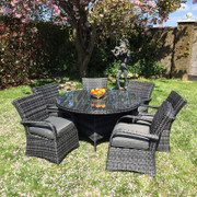 7 Piece Dark Rattan Dining Set
