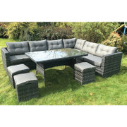 10 Piece Dark Rattan Dining Set