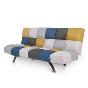 Boston Sofa Bed-Mustard/ Blue Patchwork