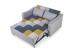 Aspen Sofa Bed-Mustard/ Blue Patchwork