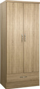 Nevada 2 Door 1 Drawer Wardrobe-Sonoma Oak Effect