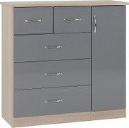 Nevada 5 Drawer Low Wardrobe-Grey