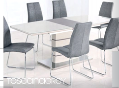Toscana Ext. Dining Set with Grey Chairs (160/200 cm)