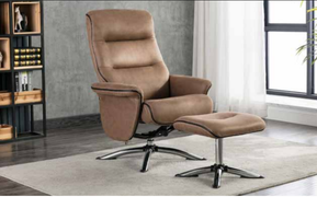 Texas Swivel Reclining Chair and Footstool-Carmel