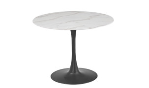 Circe Dining Table-White Marbled Glass