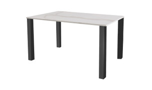 Circe Rectangle Dining Table - White Marbled Glass