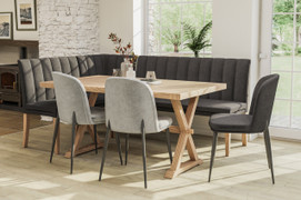 Valent Dining Table 210cm + Long Corner Bench + 3 Dining Chairs