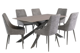 Camden Matt Grey/Grey Leg 1.6M Dining Table + 6 Jemma Chair