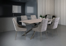 Camden  Matt Grey/Grey Leg 2M Dining Table + 6 Jemma Chair