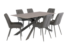 Camden Matt Grey/Grey Leg 2M Dining Table + 6 Serena Chairs