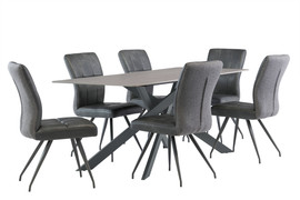 Camden Matt Grey/Grey Leg 2M Dining Table + 6 Kabana Dining Chair