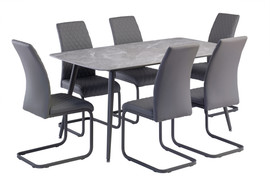 Cove Grey 1.6M Dining Table + 6 Hudson Dining Chair