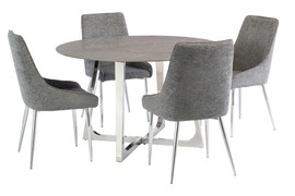 Desanta Grey 1.35M Round  Dining Table + 4 Rhone Graphite Dining Chair
