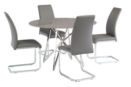 Janice Grey 1.2M Round Dining Table + 4 Tokyo Grey Dining Chair