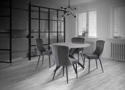 Talford Grey 1.2M Round Dining Table + 4 Haddington Graphite Dining Chairs