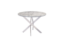 Aldren Grey Marble/Chrome Leg 1.07M Round Dining Table