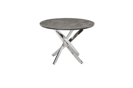 Pares Grey Cement/Chrome Leg Round 1.07M Dining Table