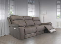 Branston Grey Soft-Touch Fabric Electric 3+2 Seater