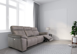 Farrow Grey Soft-Touch Fabric Electric 3+1+1 Seater