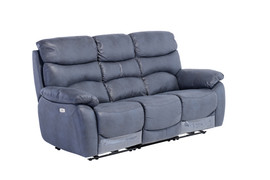 Layla Blue Soft-Touch Fabric Electric 3 Seater