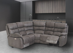 Layla Grey Soft-Touch Fabric Electric Corner Sofa