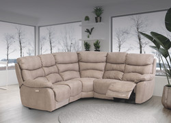 Layla Natural Soft-Touch Fabric Electric Corner Sofa