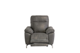 Pisa Grey Soft-Touch Fabric Electric Armchair