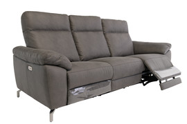 Pisa Grey Soft-Touch Fabric Electric 3 Seater