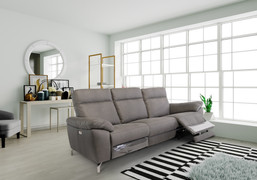 Pisa Grey Soft-Touch Fabric Electric 3+2 Seater