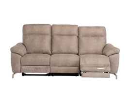 Pisa Natural Soft-Touch Fabric Electric 3 Seater