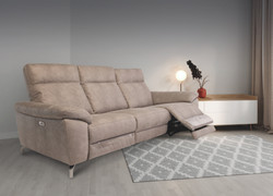 Pisa Natural Soft-Touch Fabric Electric 3+2 Seater