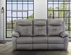 Sophia Grey Leather Electric 3 Seater