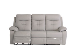 Sophia Lightgrey Leather Electric 3 Seater