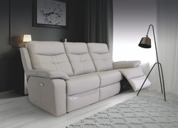 Sophia Lightgrey Leather Electric 3+2 Seater