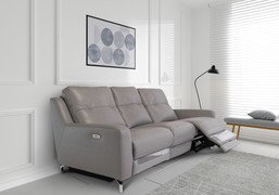 Windsor Grey Leather Electric 3+2 Seater