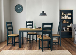 Chichester Navy Small Fixed Dining Table + 4 Navy Dining Chair