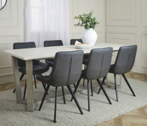 Docklands Large Dining Table + 6 George Charcoal Dining Chair