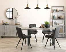 Brooklyn 2M Fixed Dining Table + 6 George Charcoal Dining Chair