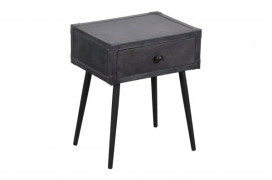 Franco Dark Grey Leather Bedside Table